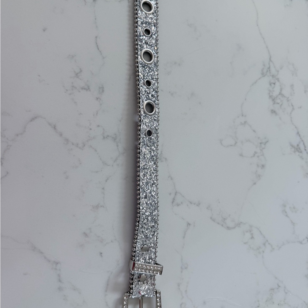 New Y2K Silver Full Rhinestone Embellished Belt - Picture 4 of 5